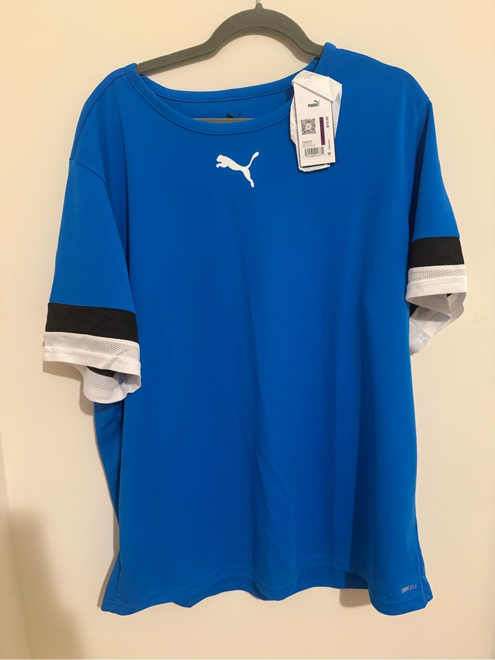 Puma Men’s Blue Training Shirt with Black & White Sleeve Bands